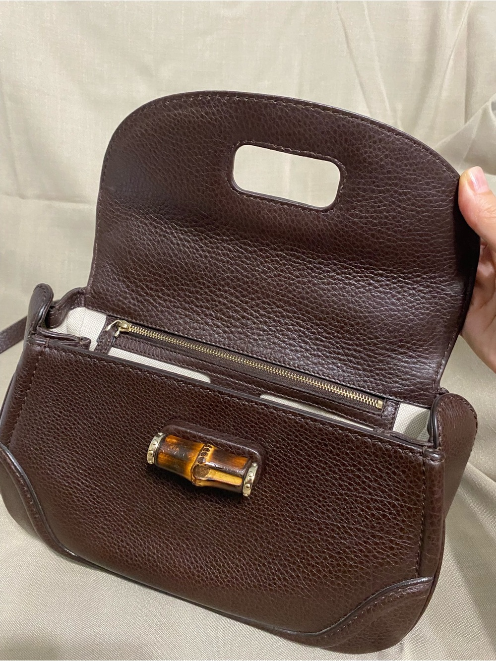 Gucci New Bamboo Medium Top Handle Shoulder Bag 2Way Leather Tassel 1947 - Picture 13 of 16